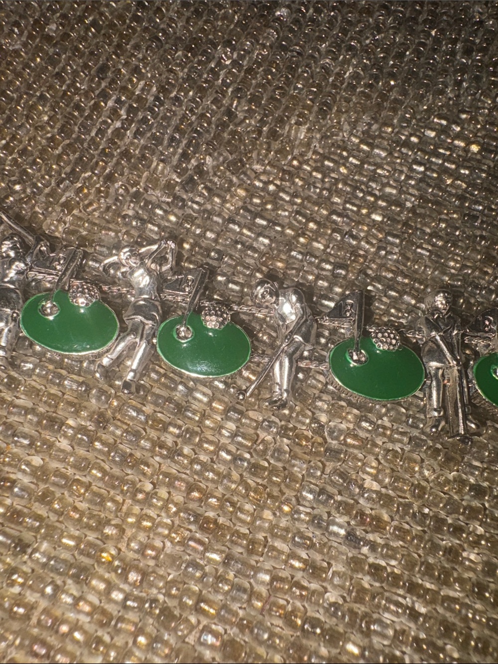 Vintage Green Enamel Charm Golf Bracelet - Women Jewelry - Picture 3 of 7